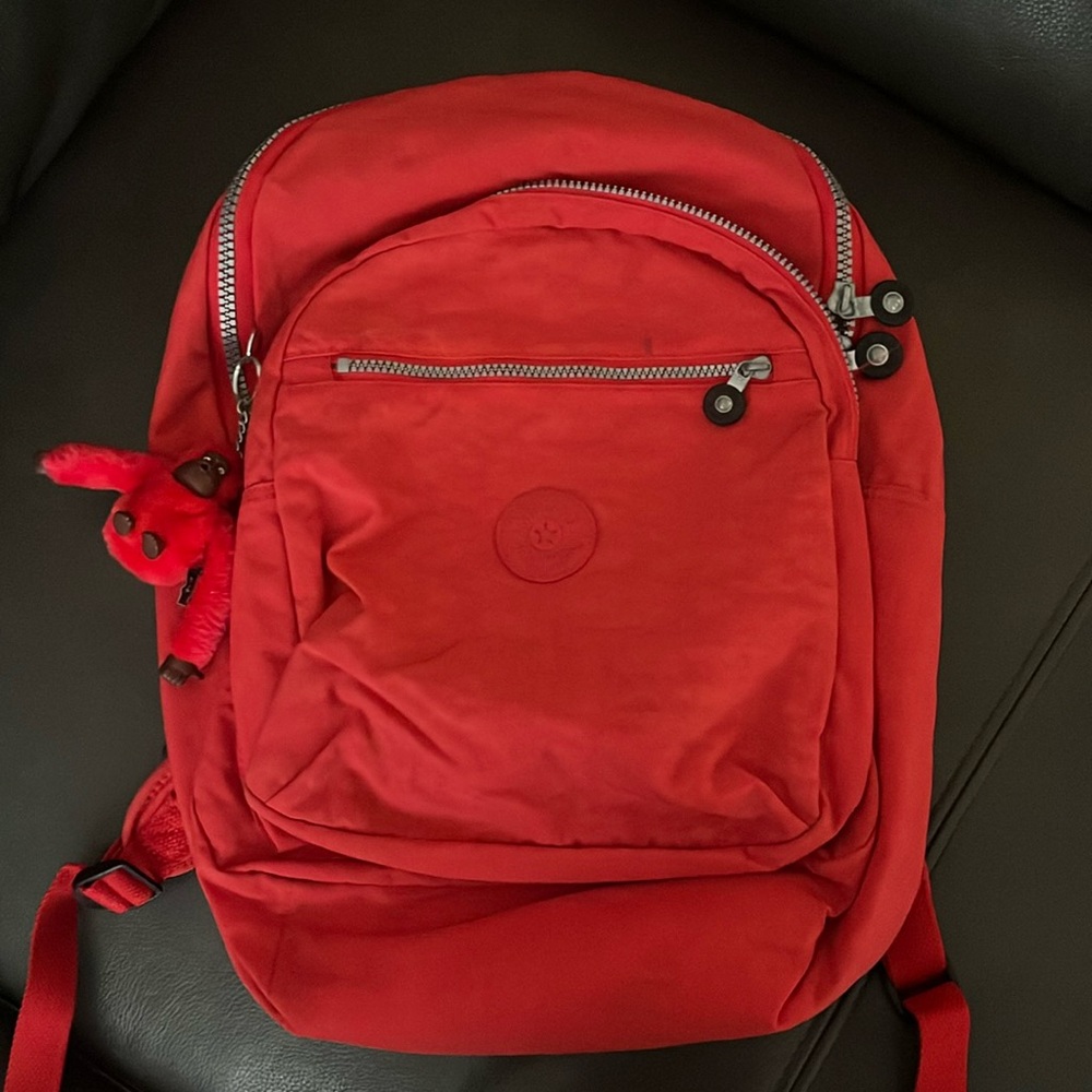 Kipling backpack, medium coral, fits 14” laptop
